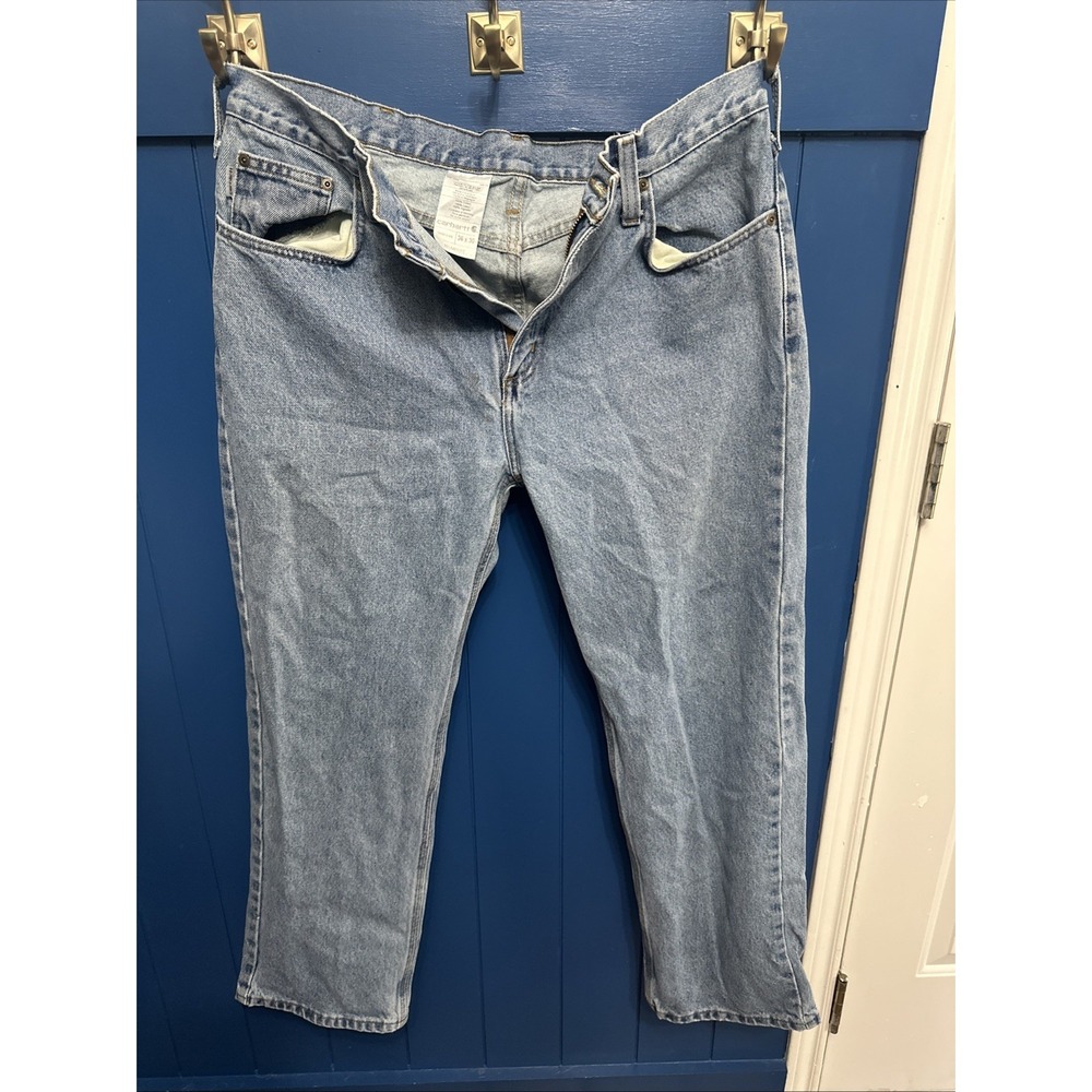 Carhartt Workwear Jeans Mens 36x30 Blue‎ Relaxed Fit Light Wash B460 LVB